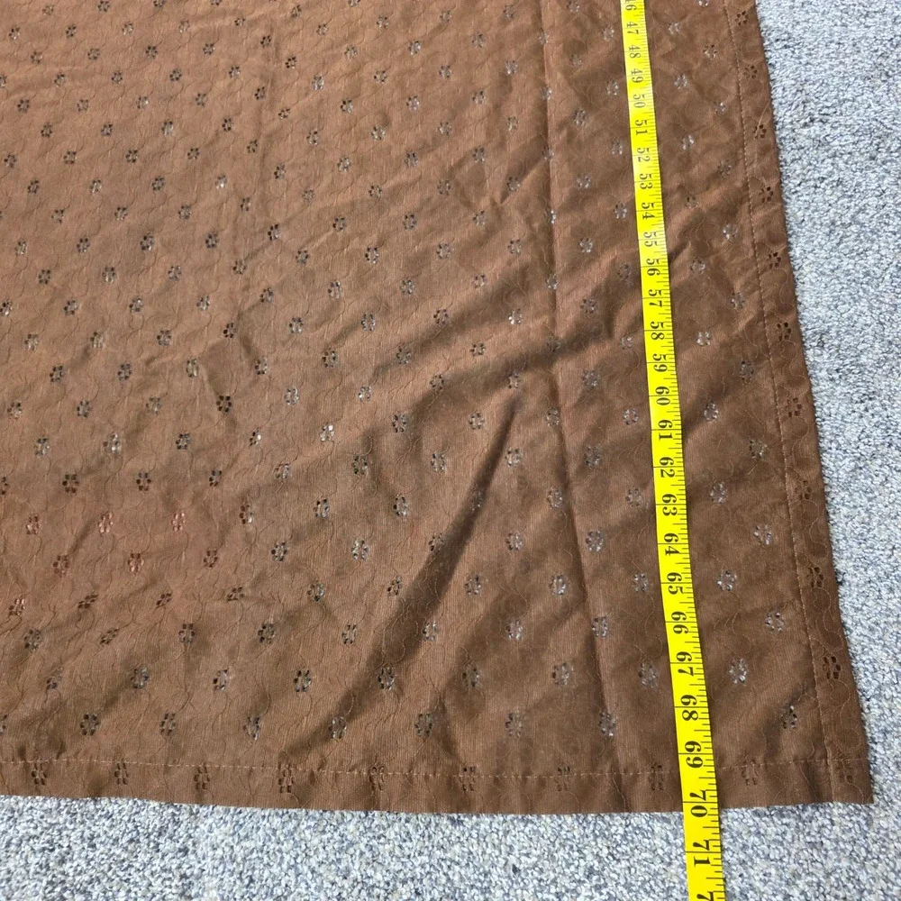 Vintage Brown Eyelet Ruffle Shower Curtain Valance Top Cottagecore 61x70